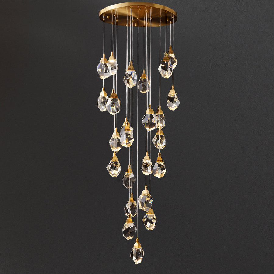 Modern twist on staircase chandeliers