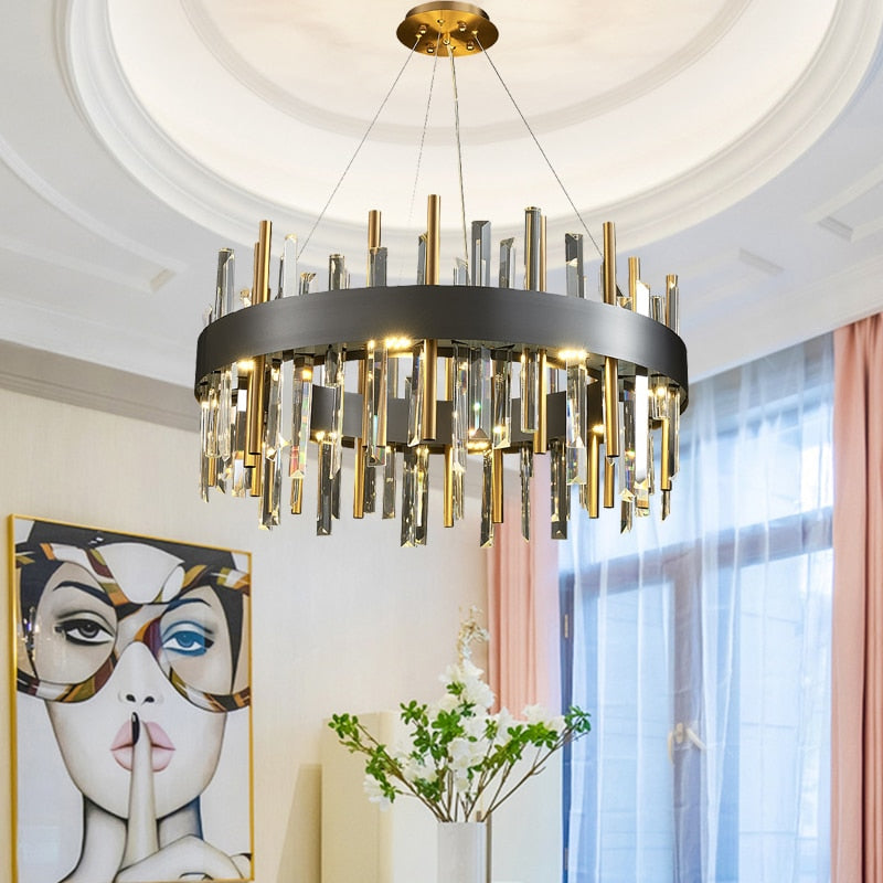 Living Room Modern Round Crystal Chandelier