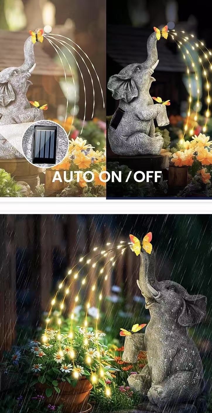 Outdoor Solar Elephant Ornament Light