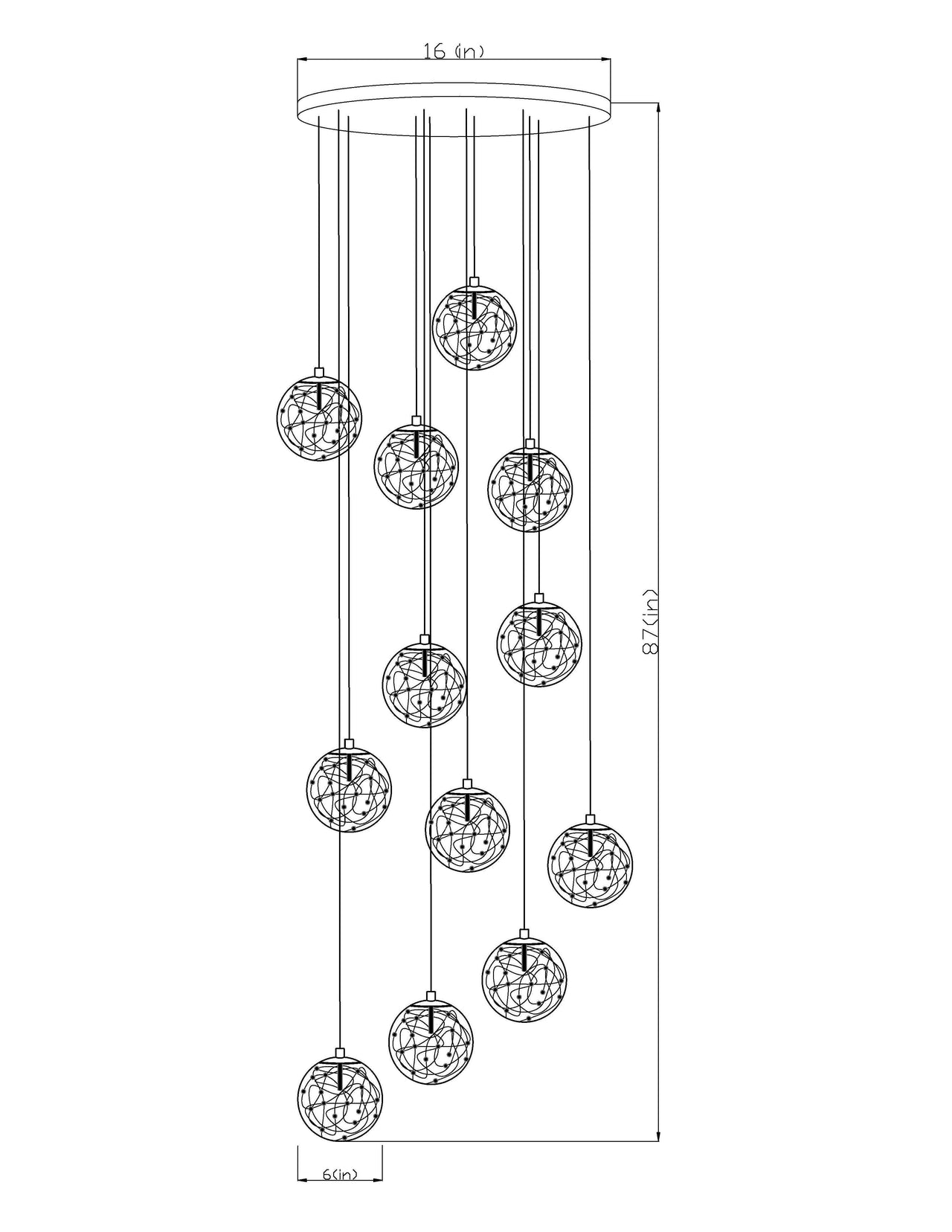 bubble globe chandelier
