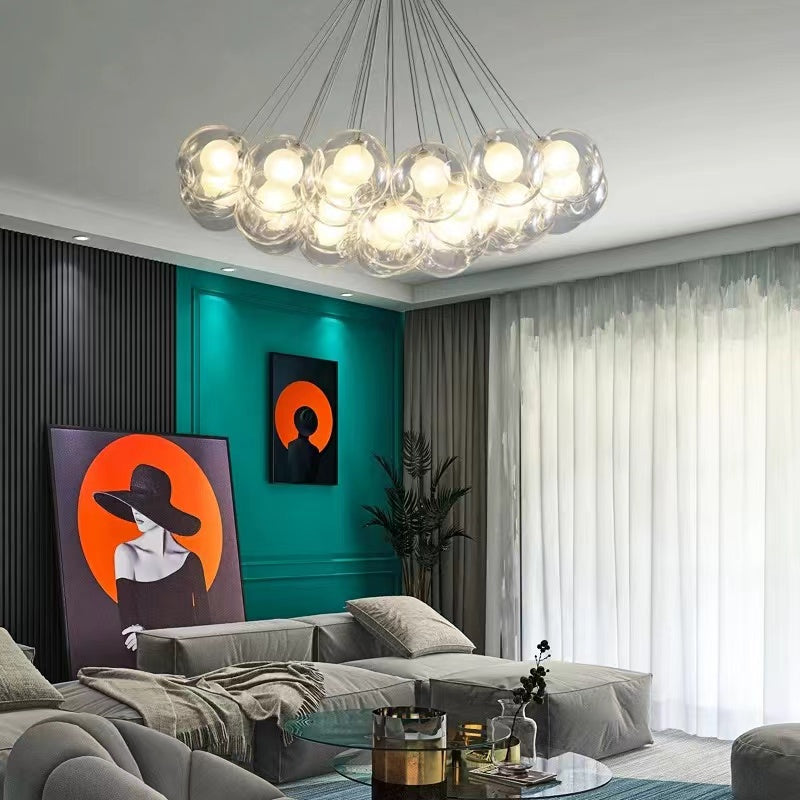 glass bubble chandelier dining room