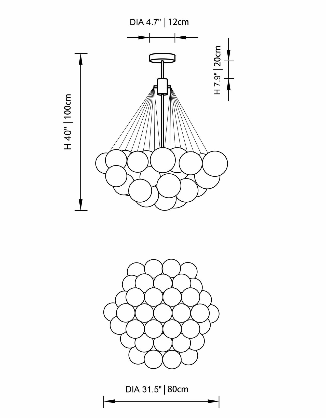 bubble globe chandelier