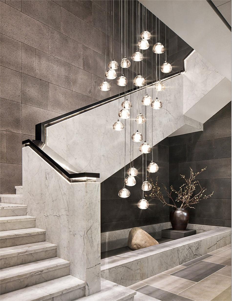 Light Luxury Cherry Crystal Staircase Chandelier