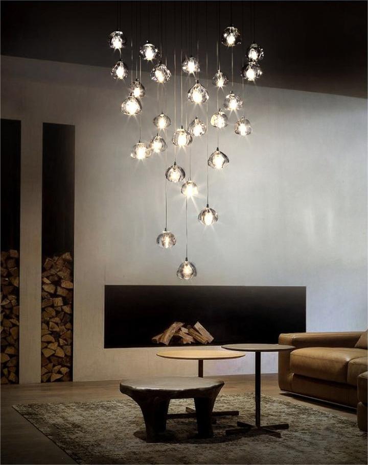 Light Luxury Cherry Crystal Staircase Chandelier