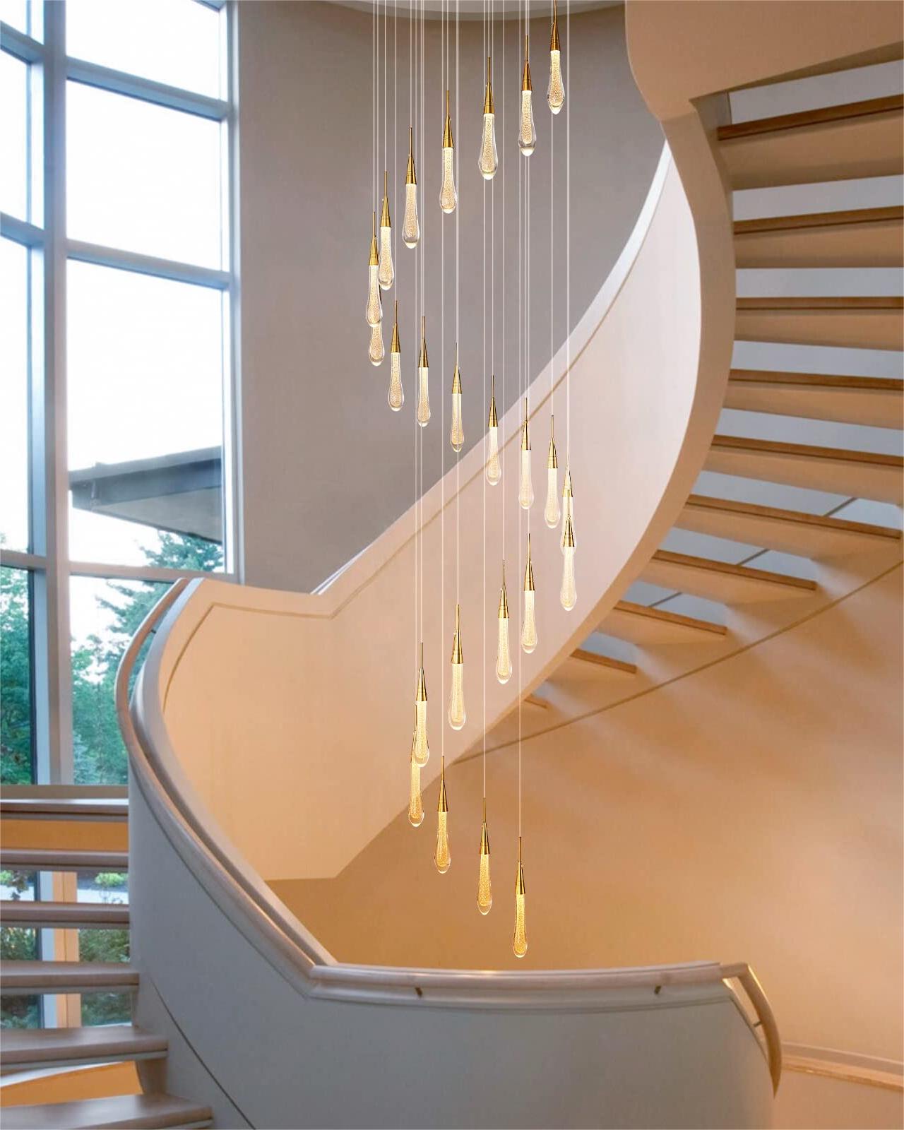 Unique chandelier for staircase lighting 